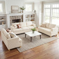 Fiona's magic 3 Pieces Corduroy Couch Set for Living Room, 7 Seats Cloud Sofa, Deep Seat Floor Couch for Bedroom, Futon Modern Sofa Bed, White Corduroy