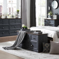 IFGET Farmhouse 5 Drawers Dresser for Bedroom, 45' Wide Chest of Drawers, 21' Tall Storage Closet Bench Storage Chest Storage Trunk, Wood Rustic Dresser for Closet, Living Room, Hallway, Dark Grey