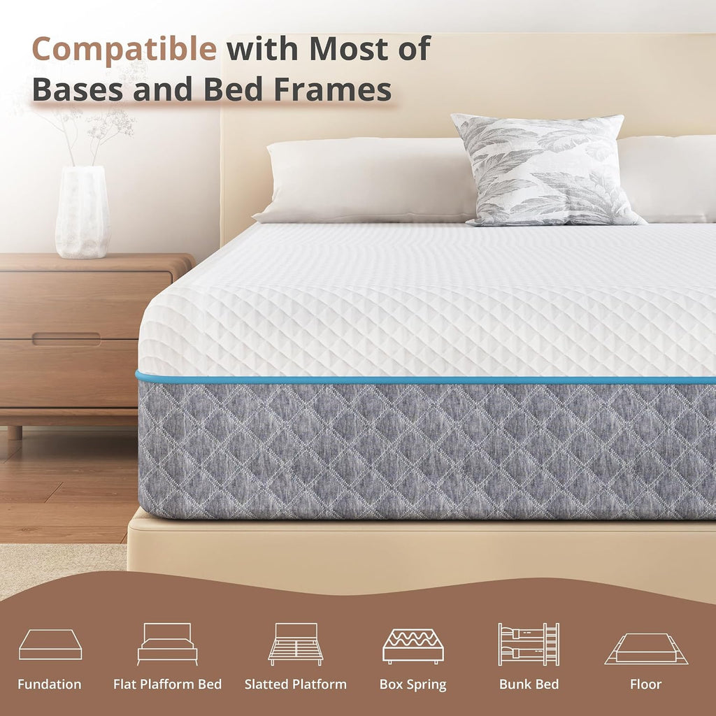 MLILY 14 Inch California King Memory Foam Mattress, Fiberglass Free Mattress Bed in a Box, Gel Medium Firm Mattress, CertiPUR-US Certified, 72'x84'x14', White