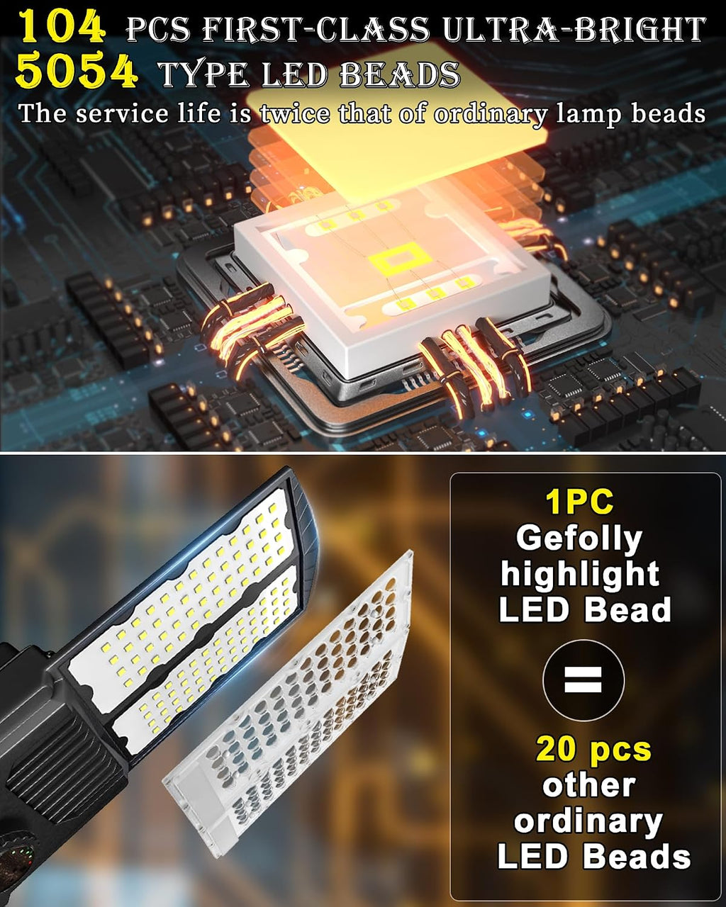Gefolly SL-7500W Solar Street Lights Outdoor, 400000LM Commercial Parking Lot Light Dusk to Dawn IP67 Waterproof 6500K Security Flood Lights with Motion Sensor Lamp for Yard, Road