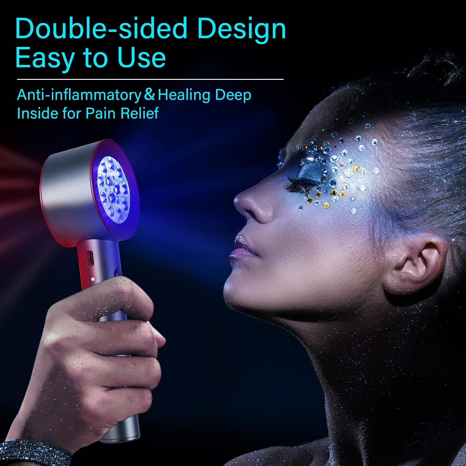 UTK Upgrade High Power 24 LED Red Light Therapy Device with 470/660/850/940nm Wavelength, Blue Red＆Near-Infrared Handheld Light Therapy, Relieve Body Pain Deeply, Facial Skin Care