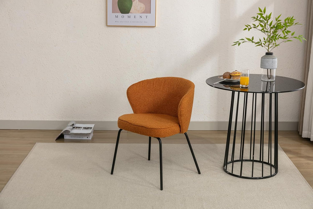 Luxury Velvet Dining Chairs with Swivel Function and Metal Legs Set of 2 (Grey + Black) Ideal for Living Room or Bedroom (Orange Single)