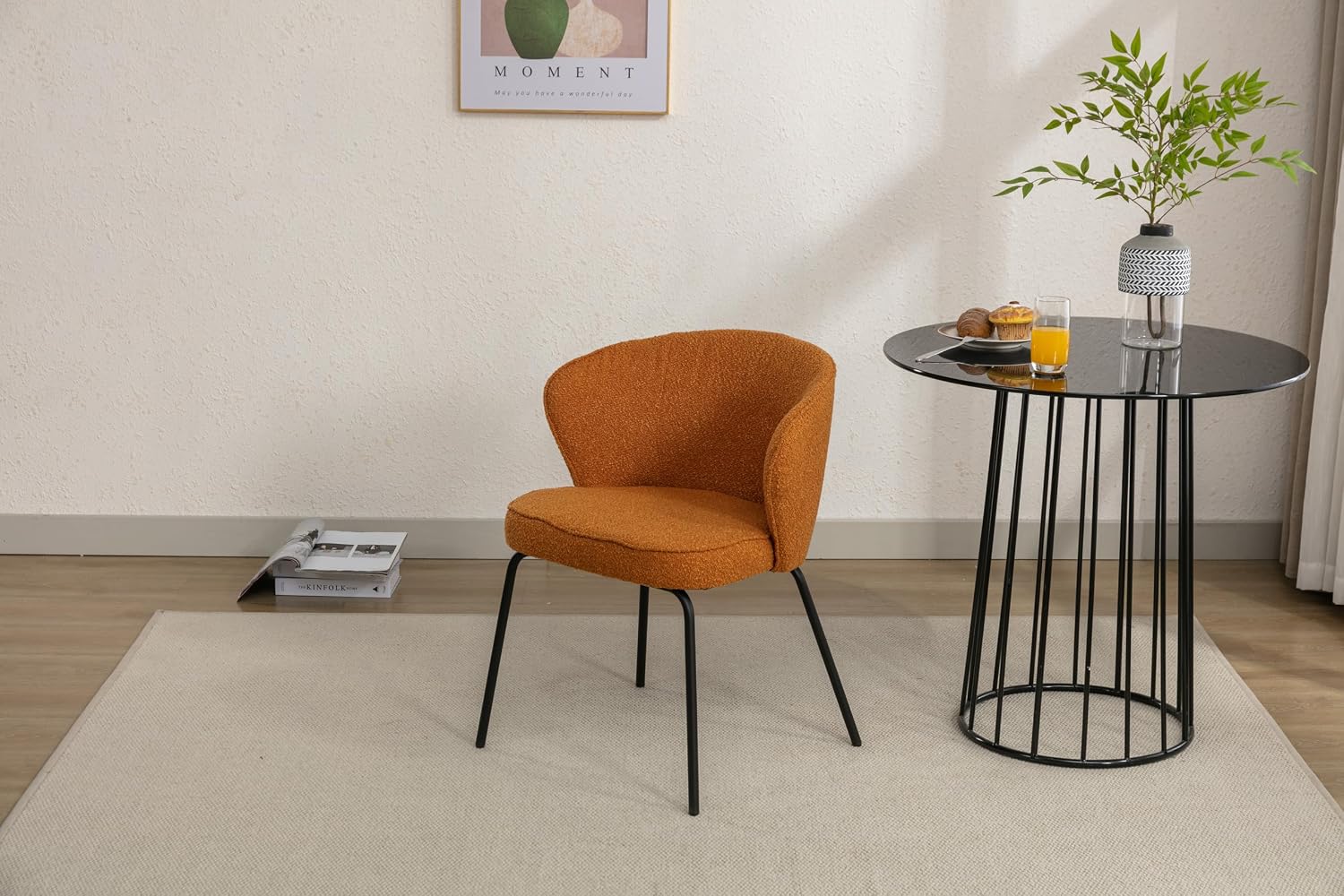 Luxury Velvet Dining Chairs with Swivel Function and Metal Legs Set of 2 (Grey + Black) Ideal for Living Room or Bedroom (Orange Set of 2)