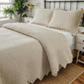 Brandream Heirloom Victorian Matelasse Quilt Set – 100% Pure High-Density Cotton with Intricate Embossed Medallions & Artisan Scalloped Edges (Vintage Beige, 3-Piece Queen)