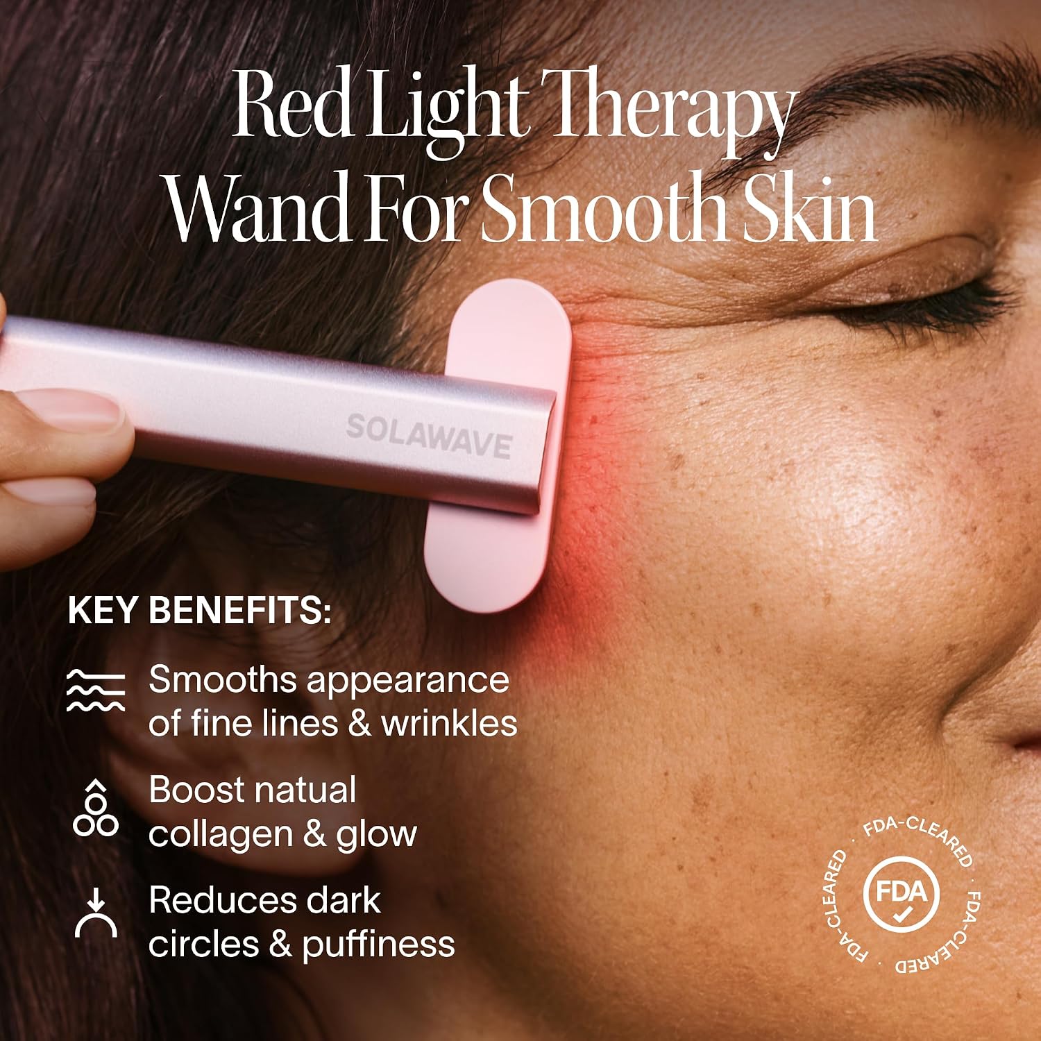 Solawave 4-in-1 Red Light Therapy Wand for Face & Neck | Beauty Device with Galvanic Current, Massager & Warmth | Anti-Aging, Wrinkle Reduction, Skin Tightening, Depuffing & Rejuvenation (Rose Gold)