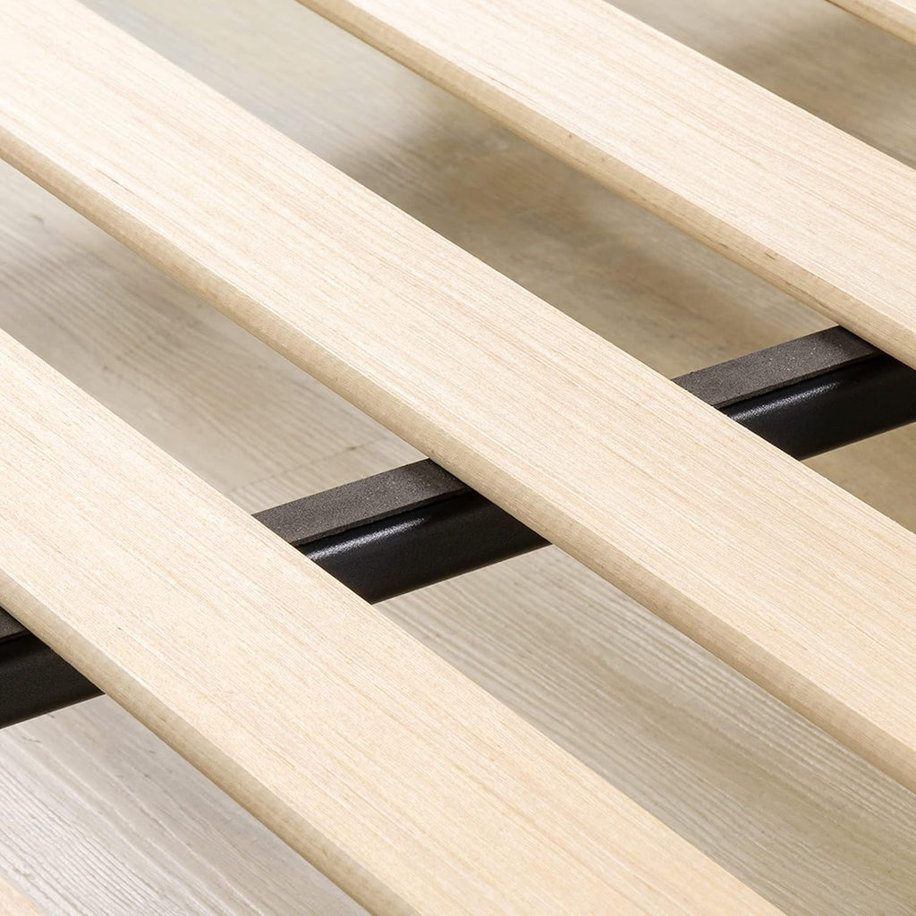 Mellow 1.6 Inch Metal Bunkie Board Mattress Support with Wood Slats for Bed Frames, Box Spring or Bed Slat Replacement, Easy Assembly, King, Black
