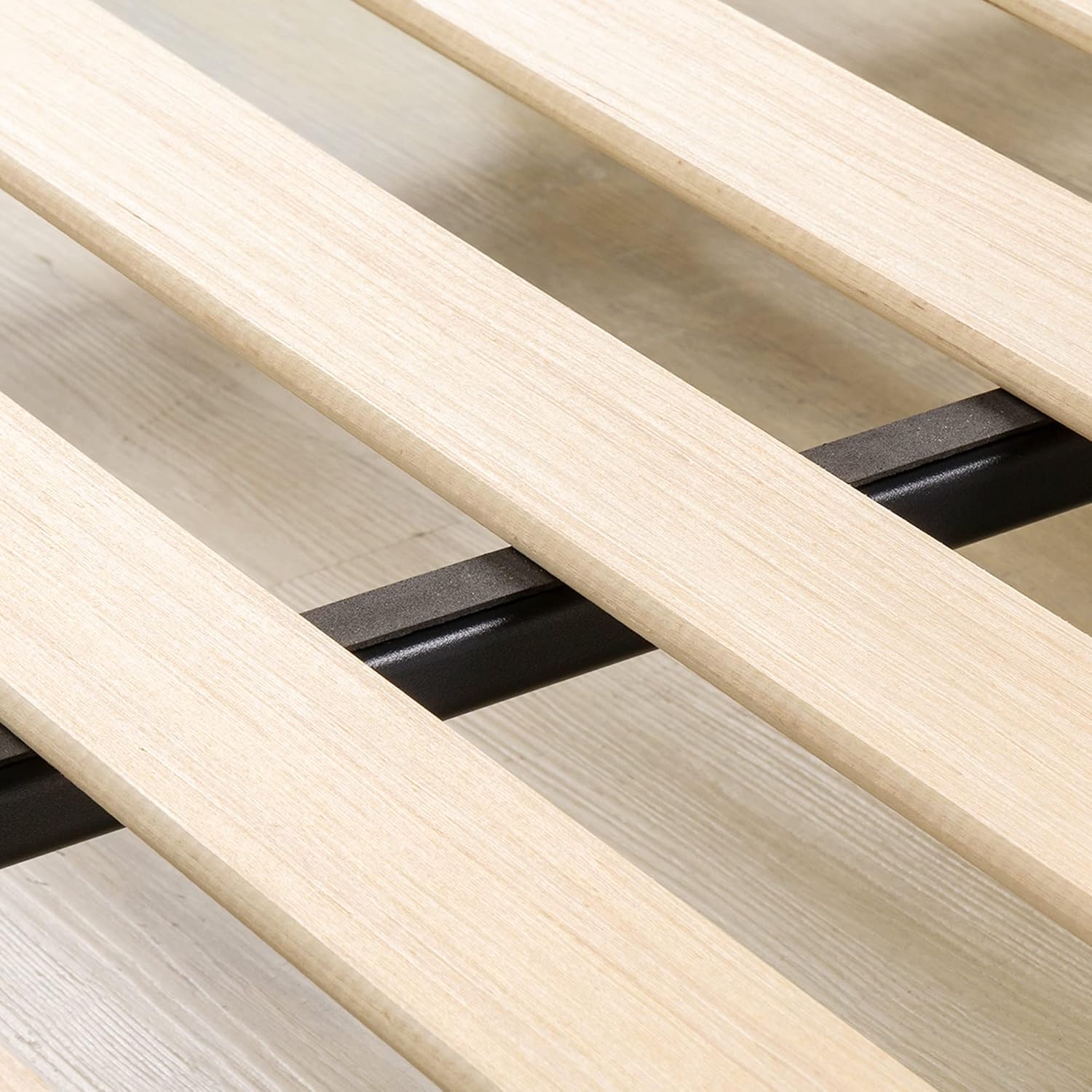 Mellow 1.6 Inch Metal Bunkie Board Mattress Support with Wood Slats for Bed Frames, Box Spring or Bed Slat Replacement, Easy Assembly, King, Black