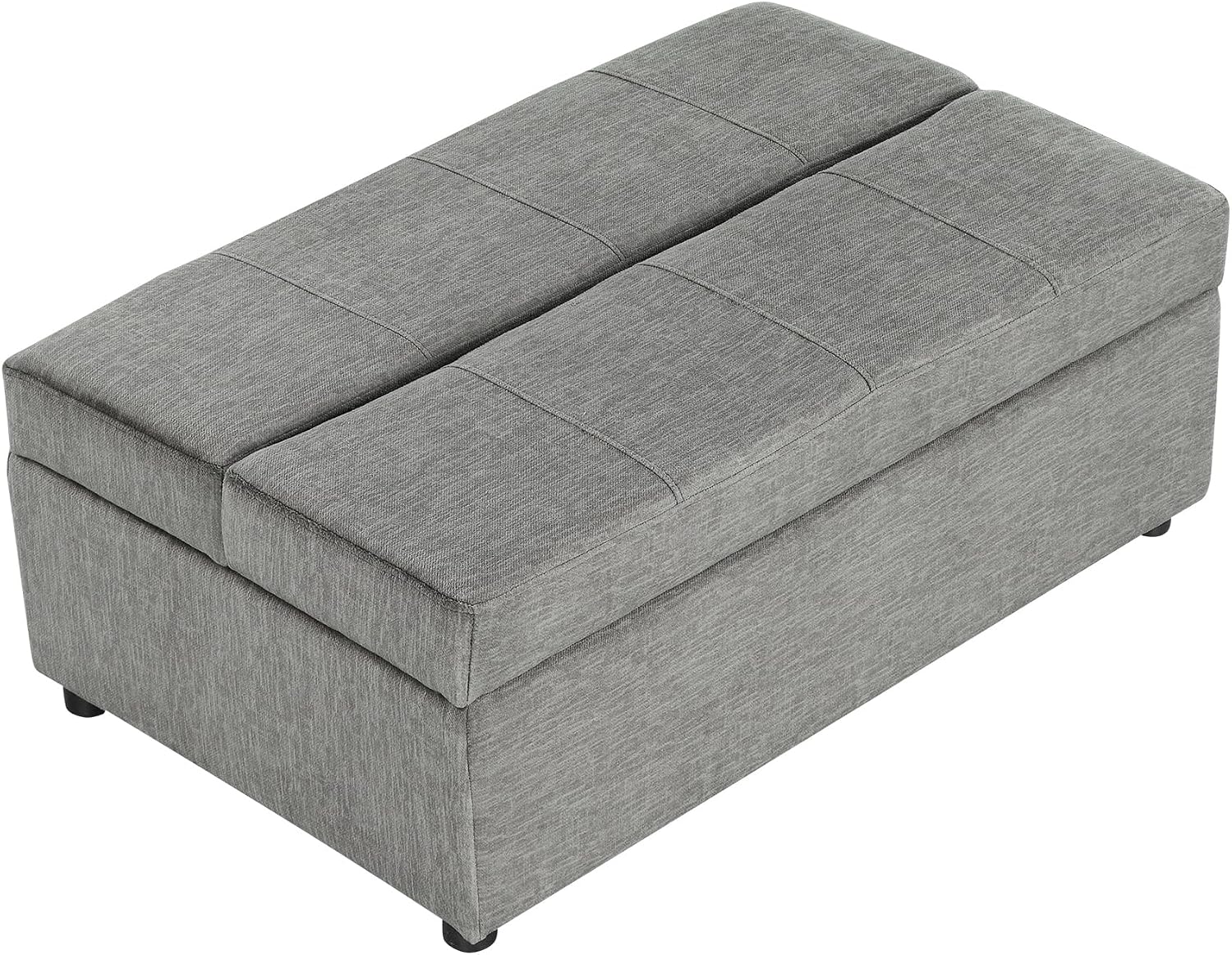 Folding Ottoman Sleeper Bed with Foldable Foam Mattress, Faux Leather Upholstered with Pull Out Bed and Steel Frame Base, Twin Size, for Living Room Bedroom Office (Gray Chenille)