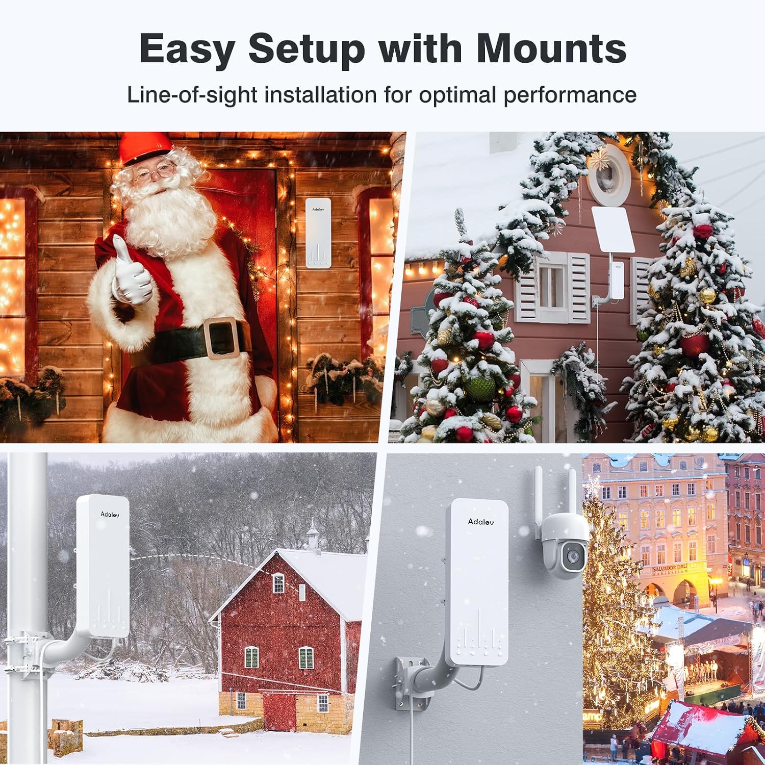 Adalov Wireless Bridge, 3KM 5.8G Point to Point Outdoor CPE, Long Range WiFi Bridges for PtP/PtMP with 14DBi High Gain Antenna for Network Sharing,Network Extend,Starlink Network Extend (CPE660)