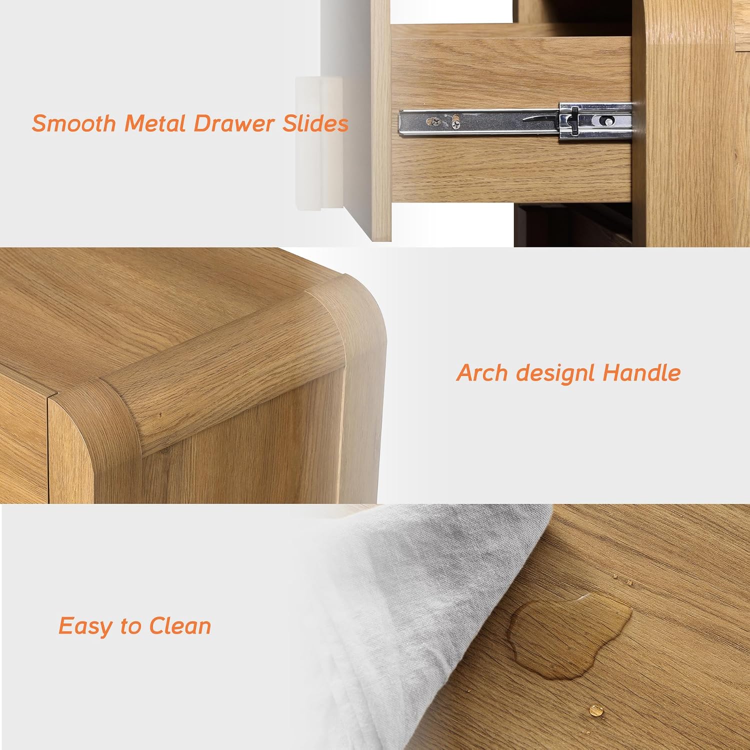 WAMPAT 3 Piece Bedroom Dresser Set, 110.2' Wide 12 Drawers Wood Dresser, Mid-Century Modern Storage Chest with Curved Handles for Bedroom, Living Room (Light Walnut)