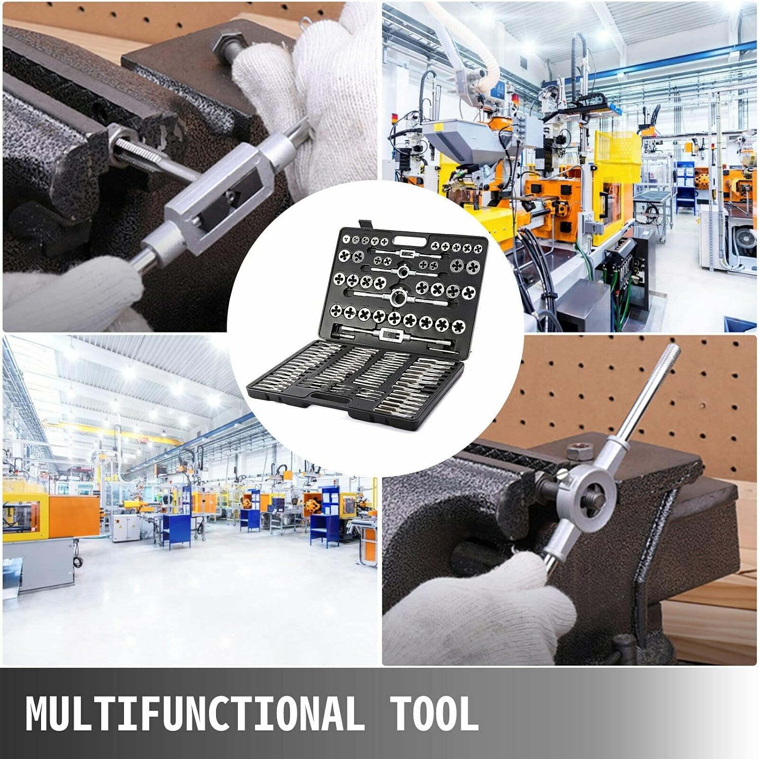 110Pcs Tungsten Titanium Steel Metric Tool Tap & Die Set Combination for Cutting External & Internal Threads