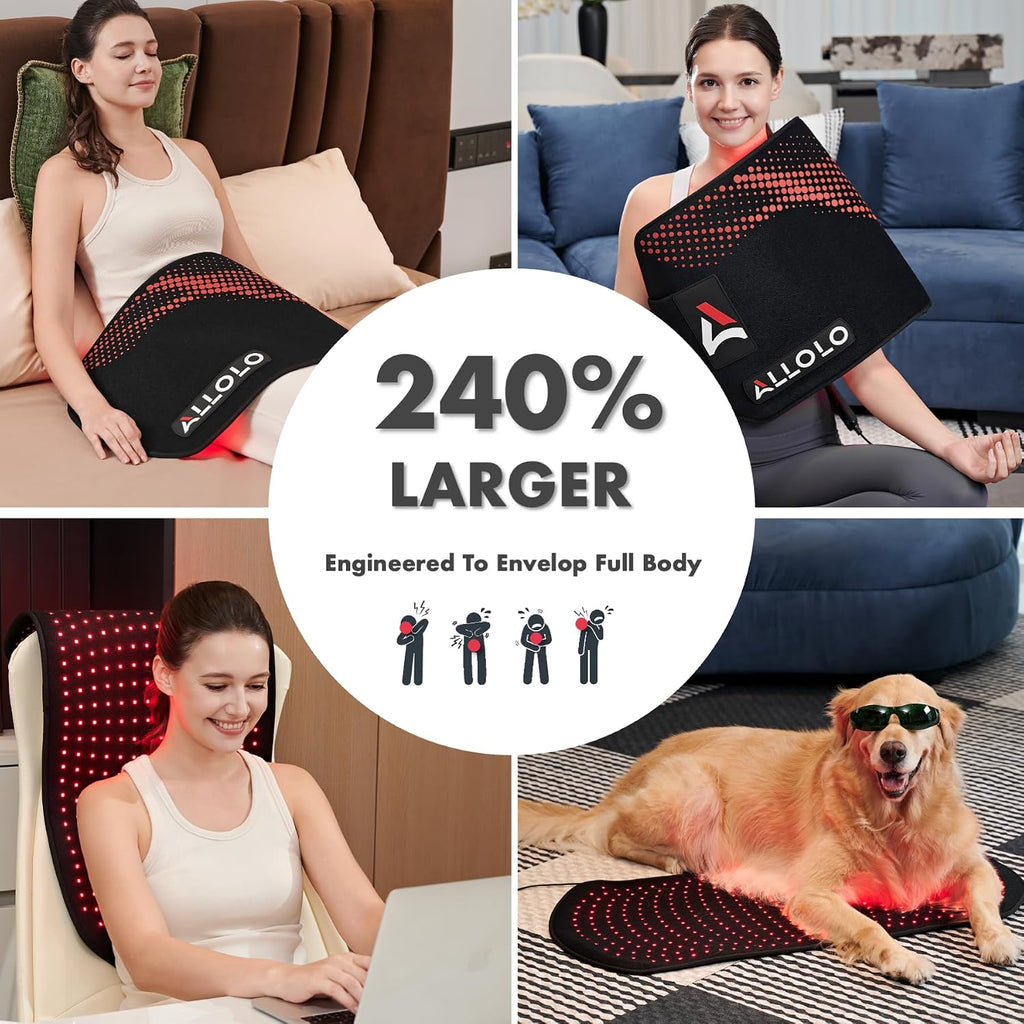 ALLOLO Red Light Therapy for Body, 3 in 1 LEDs Red Light Therapy Belt with Timer Remote Control, 660nm 850nm Infrared Light Therapy Pad for Body Waist Shoulder Knee, 32.7' x 15.7' Large Area