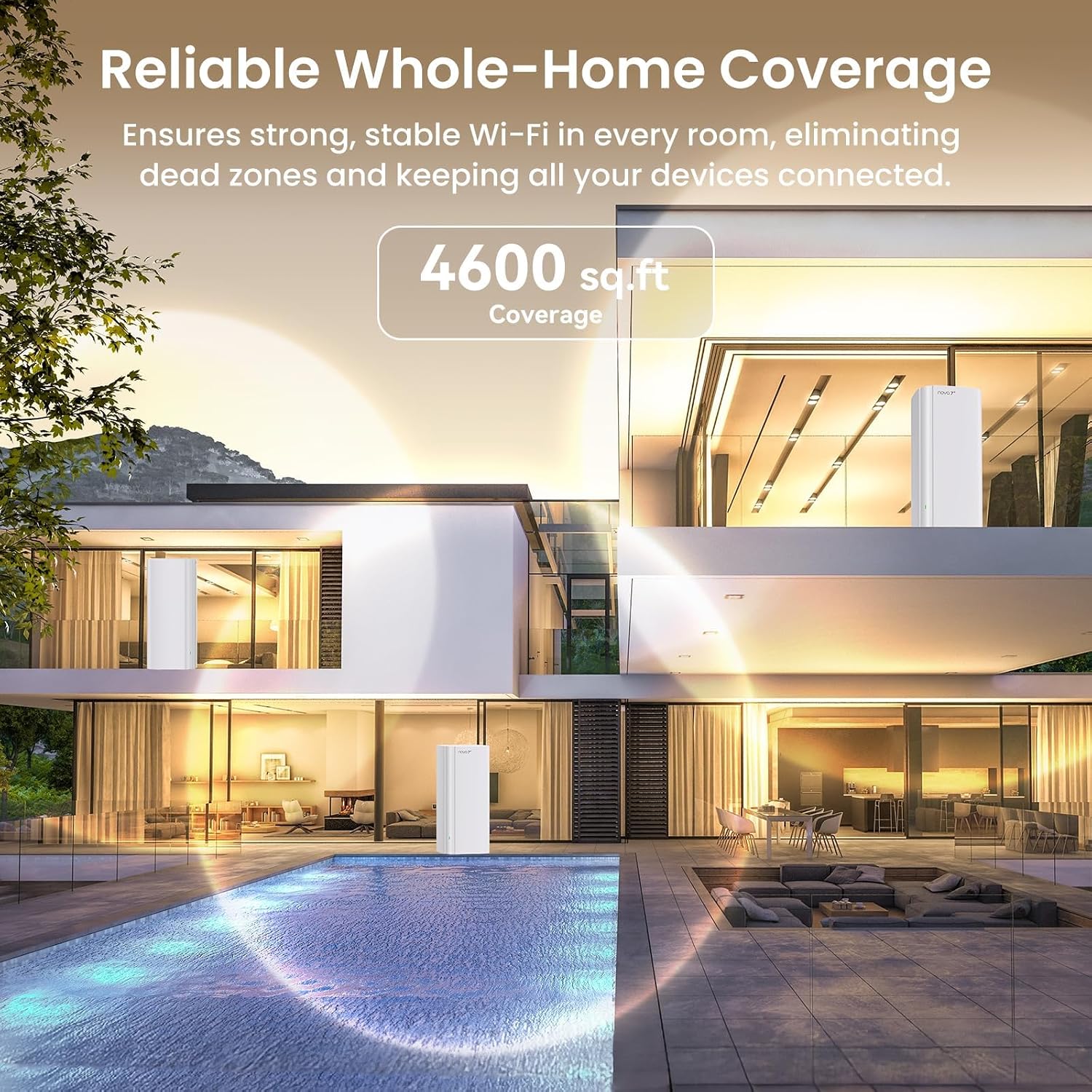 Tenda BE5100 WiFi 7 Mesh WiFi System – Dual-Band Whole-Home Coverage (4,600 Sq. Ft.), 1×2.5G + 2×1G Gigabit Ports, MLO & Ethernet Backhaul for Seamless Roaming, EasyMesh & VPN Ready- ME6 Pro (2-Pack)