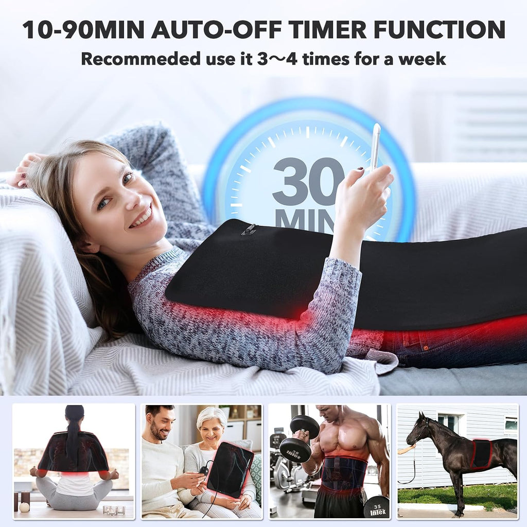 Red Light Therapy for Body, 660nm 850nm Infrared Light Therapy Pad, Wearable Wrap with Timer Remote Control for Back Shoulder Waist Knee, Infrared Light Device Home Use, 31.5' x 11.8' Large Area