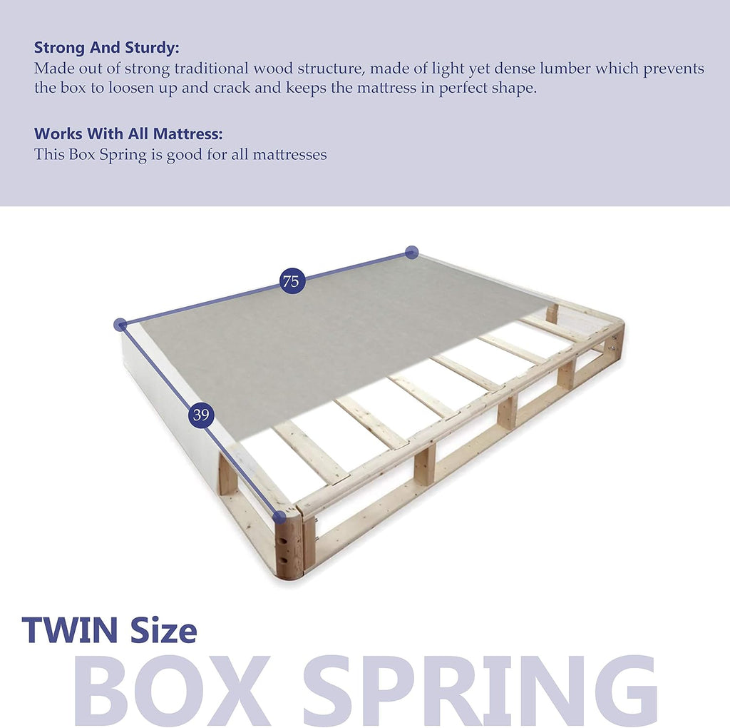 Split Low Profile Wood Traditional Box Spring/Foundation For Mattress Set,
