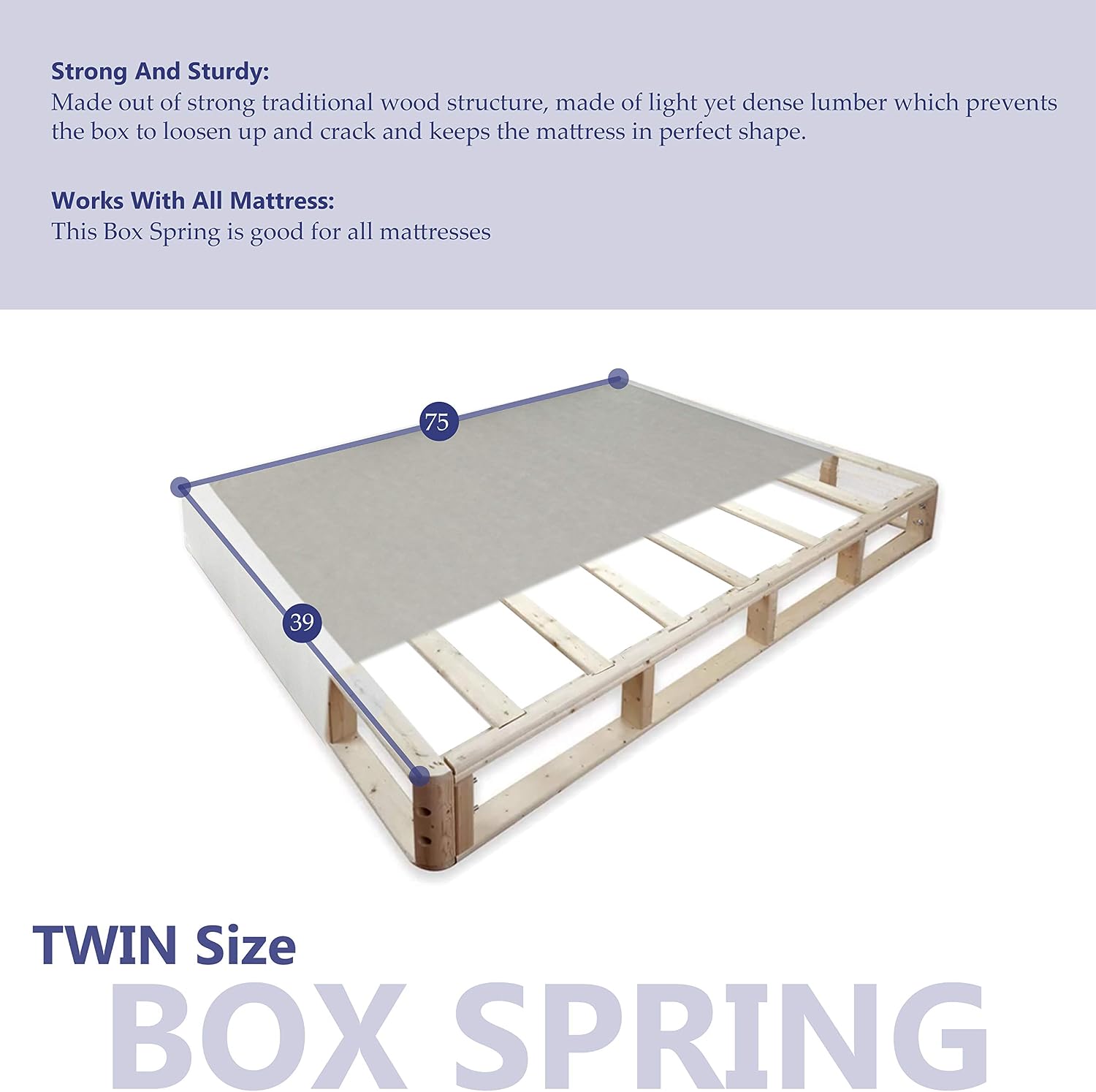 Split Low Profile Wood Traditional Box Spring/Foundation For Mattress Set,