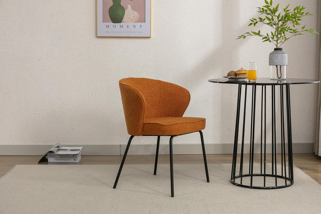 Luxury Velvet Dining Chairs with Swivel Function and Metal Legs Set of 2 (Grey + Black) Ideal for Living Room or Bedroom (Orange Single)