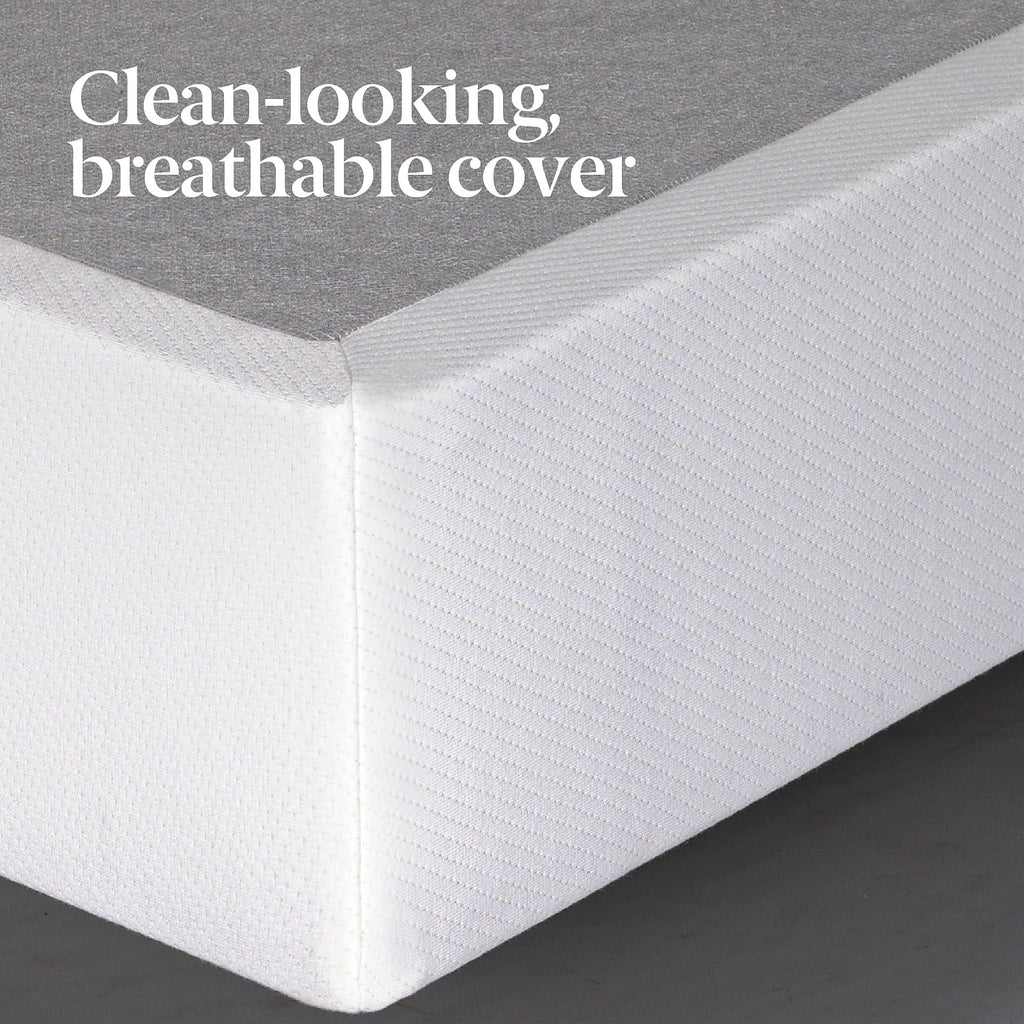 ZINUS 9 Inch Box Spring with Cover, No Assembly Mattress Foundation, Sturdy Metal Structure, Split Queen, White