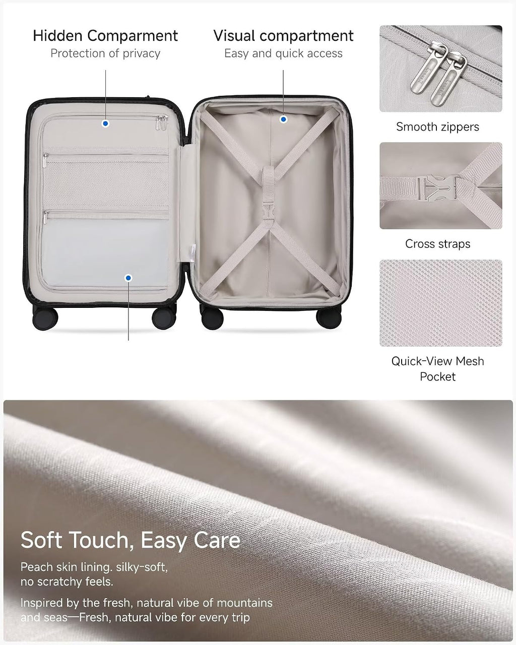 Carry On Luggage 22x14x9 Airline Approved, Expandable Polycarbonate Suitcase with Front Pocket (FX-Core, Brown-Black, 20 Inch)