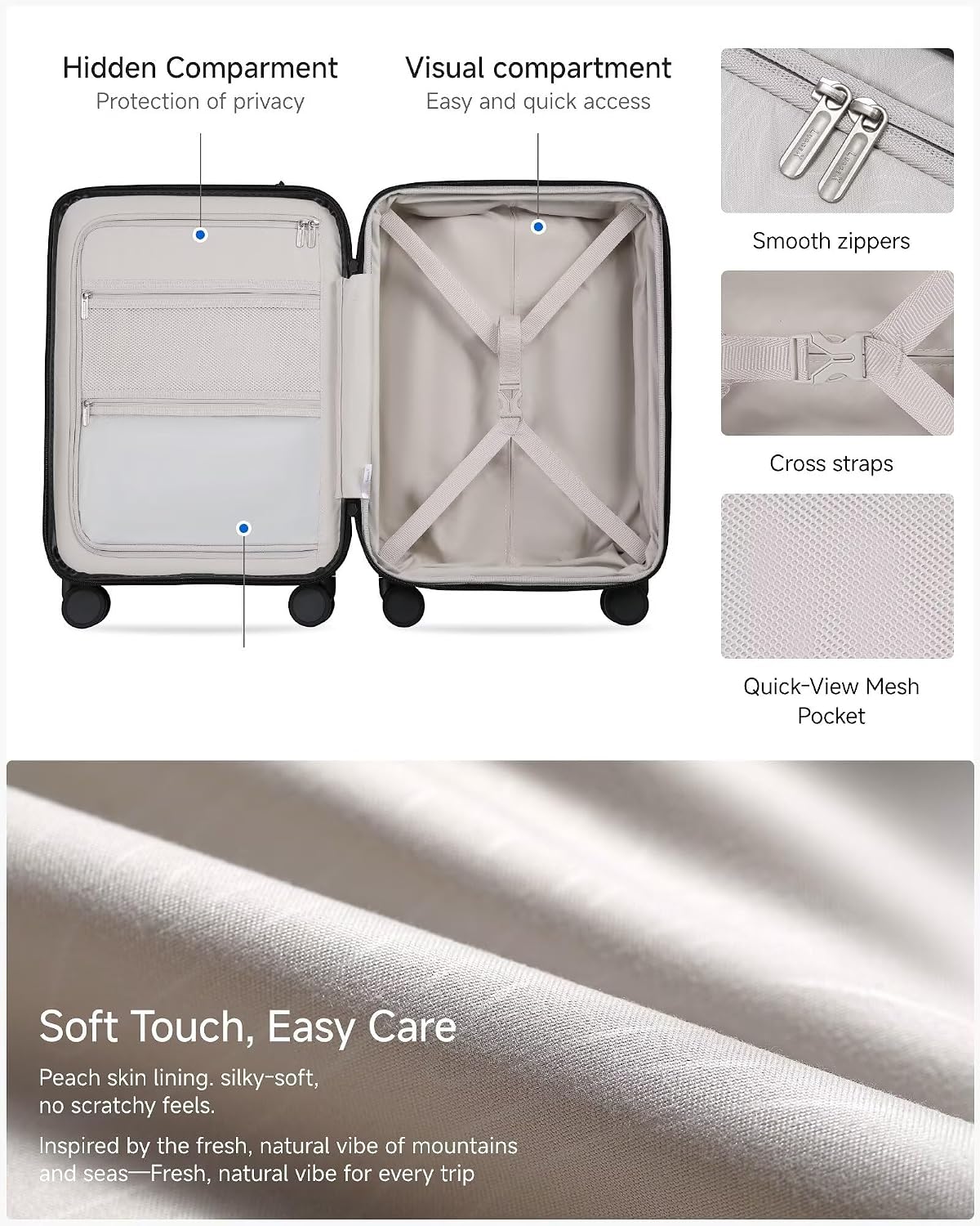 Carry On Luggage 22x14x9 Airline Approved, Expandable Polycarbonate Suitcase with Front Pocket (FX-Core, Brown-Black, 20 Inch)