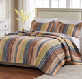BLACK FOREST DECOR Sandy Beach Stripe 2-Piece Quilt Bed Set - Twin, Cotton, 68' W x 88' L