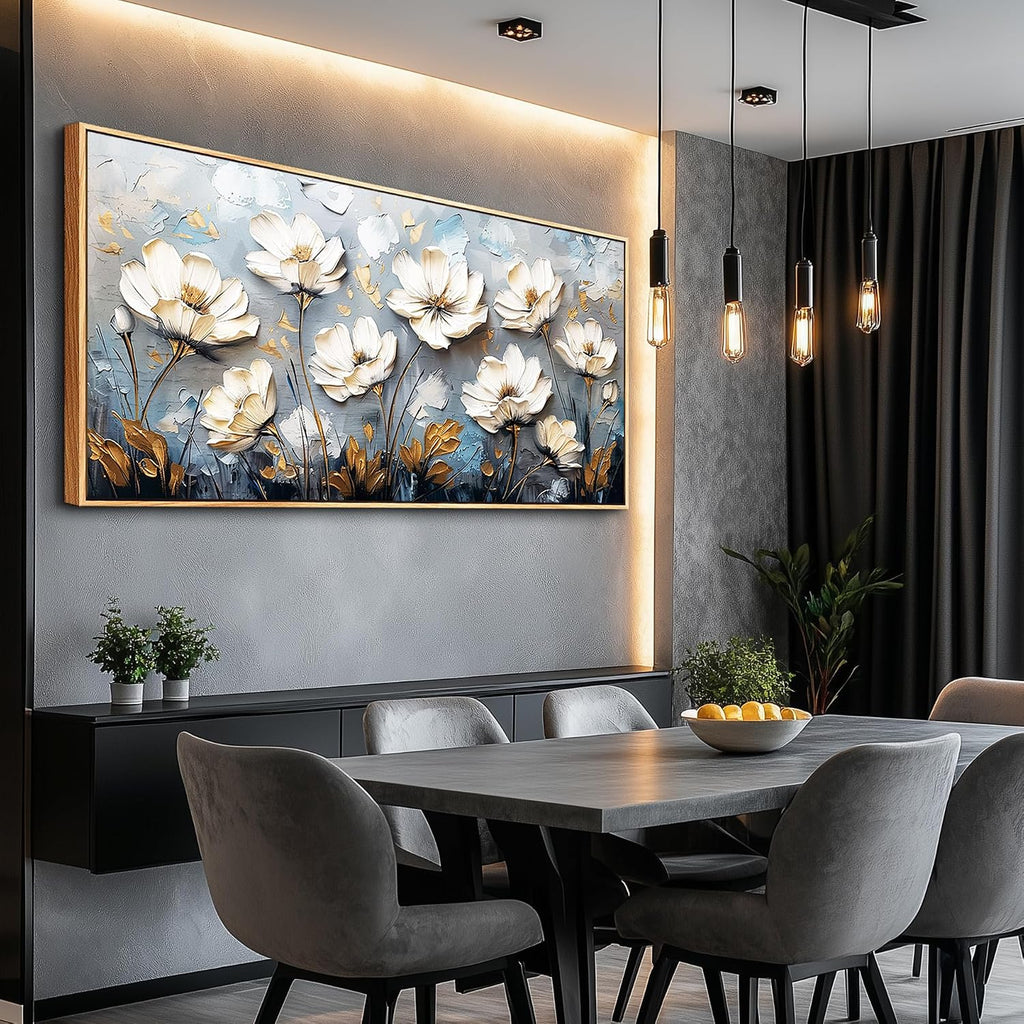 JUDASJART Large Canvas Prints Painting Wall Decor For Living Room Wall Art For Bedroom Office Decoration Vintage Flowers Artworks Abstract Pictures Modern Aesthetics Wood Framed Home Decor