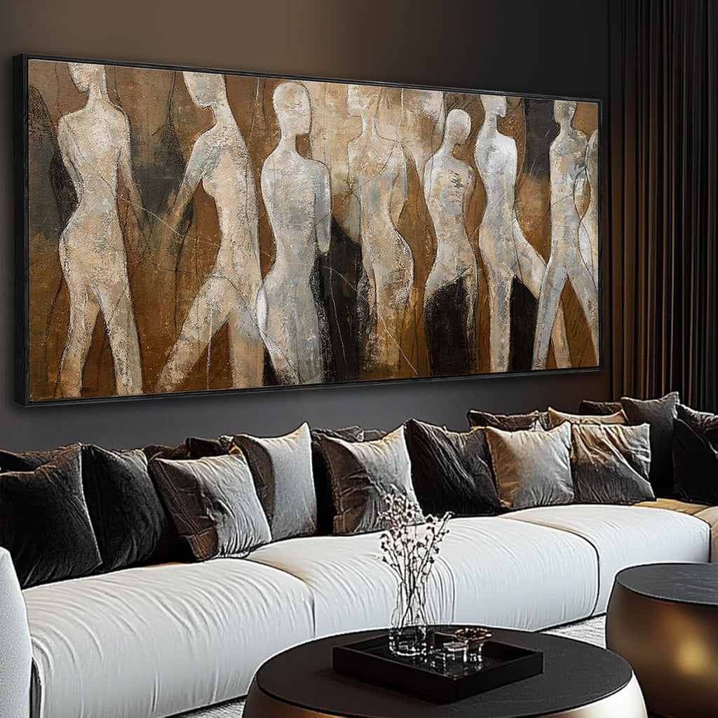 Line Framed Wall Art Figure Wall Prints Contemporary Hanging Wall Decor 32'x70' Large Artwork for Living Room Office Decorations