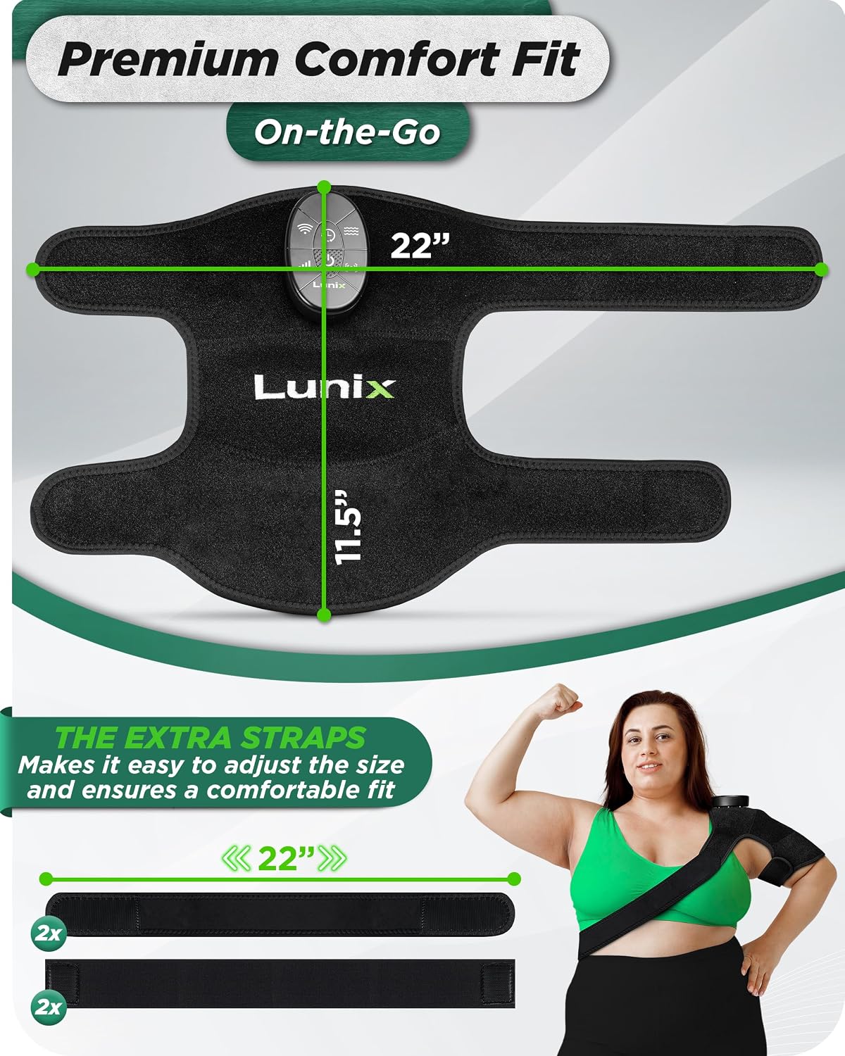 Lunix LX19 Red Light Therapy for Knee, Elbow and Shoulder, Triple Chips LED 850 and 660nm, Infrared Therapy for Circulation & Joint Support, Rechargeable, Adjustable Intensity