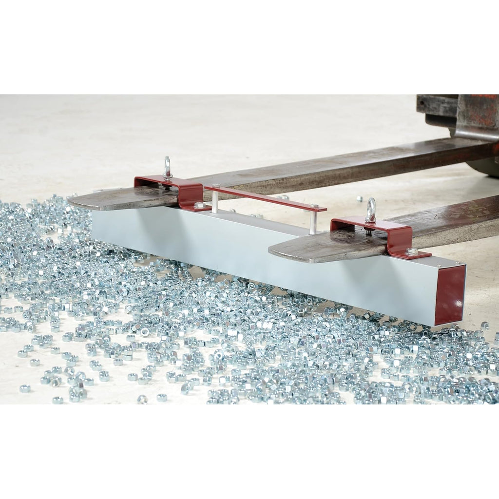 Vestil HFMS-36 Steel Forklift Hanging Magnetic Sweeper 36 in. Wide 45 Lb. Capacity Silver