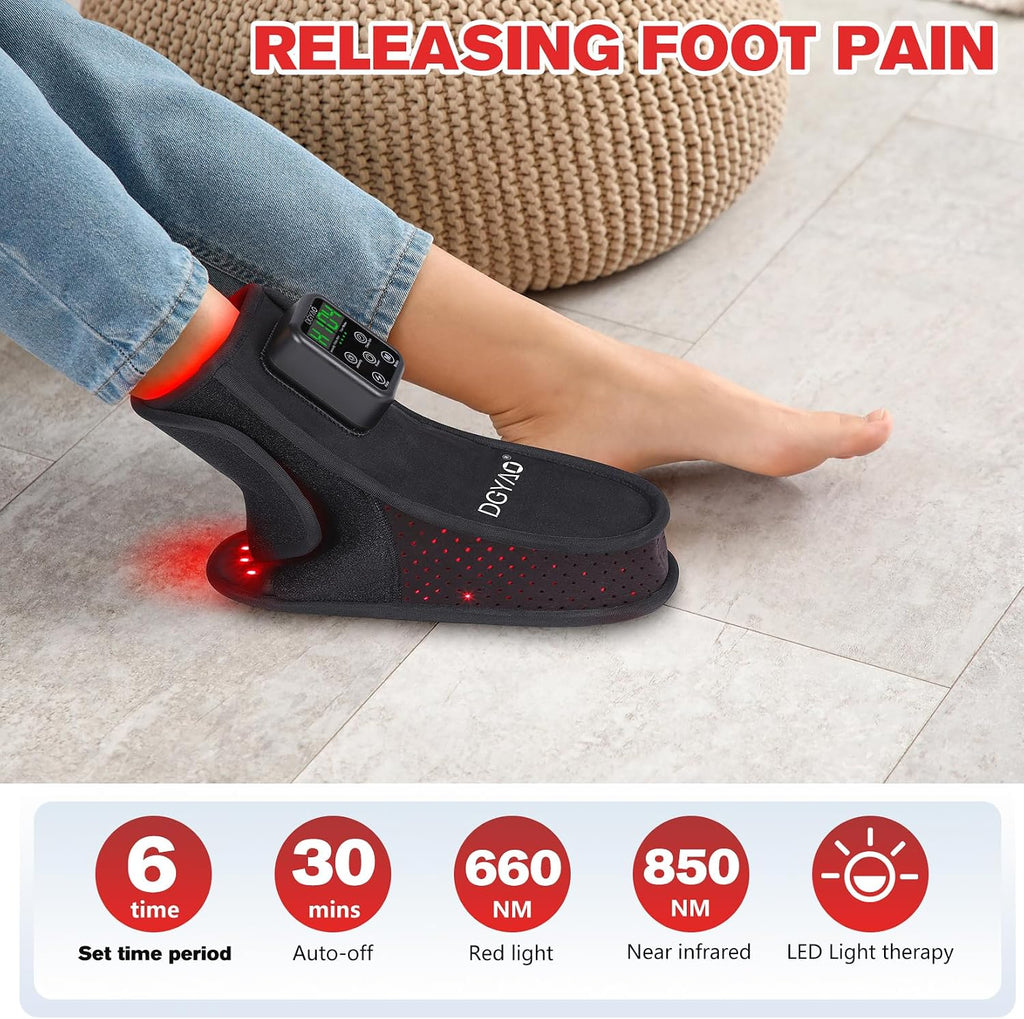 Red Light Therapy Wrap for Feet, Infrared Light Therapy for Ankle, 6000mAh Battery Portable Adjustable Cordless Red Light Pad for Foot Joint Muscle Comfort, 660nm & 850nm
