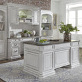 Liberty Furniture Magnolia Manor Complete 5 Piece Desk Set for Home Office - Antique White & Weathered Bark