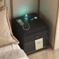Smart Nightstand with Charging Station – Bedside Table with Voice-Controlled LED Night Light, 1 AC Outlet + 2 USB Ports, Ample Storage Cabinet for Bedroom(Black)