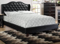 Queen Bed Frame Platform | Queen Size Bed 1Pc Bed Set Black Faux Leather Upholstered Wingback Design Bed Frame Headboard Bedroom Furniture Tufted Upholstered
