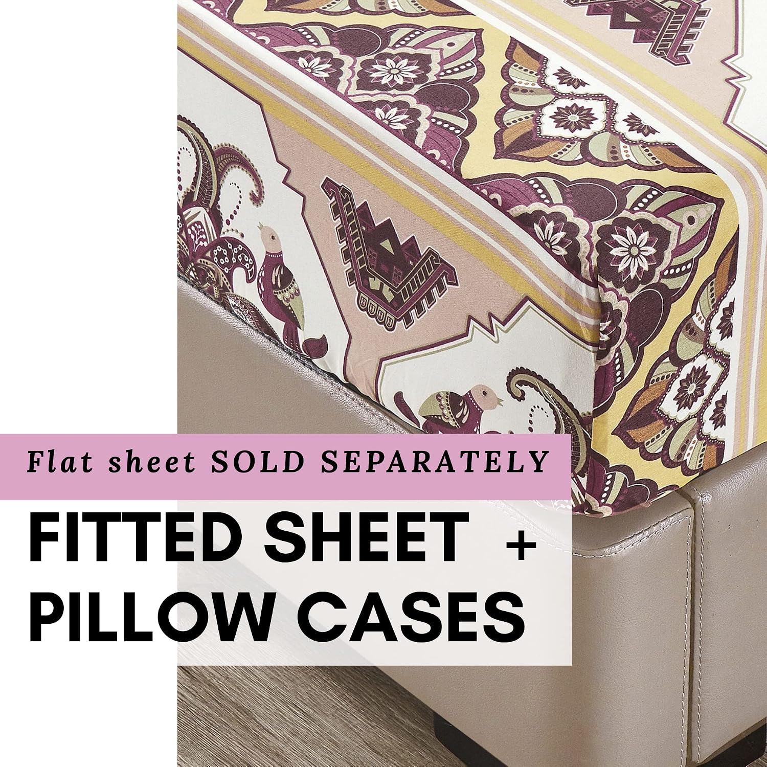 DaDa Bedding Collection Bed in a Bag Set - 11 Pieces - Farmhouse Elegant Paisley Burgundy Maroon Kilim : Bedroom Set with Fitted Sheet, Throw Pillows, and Valances - King