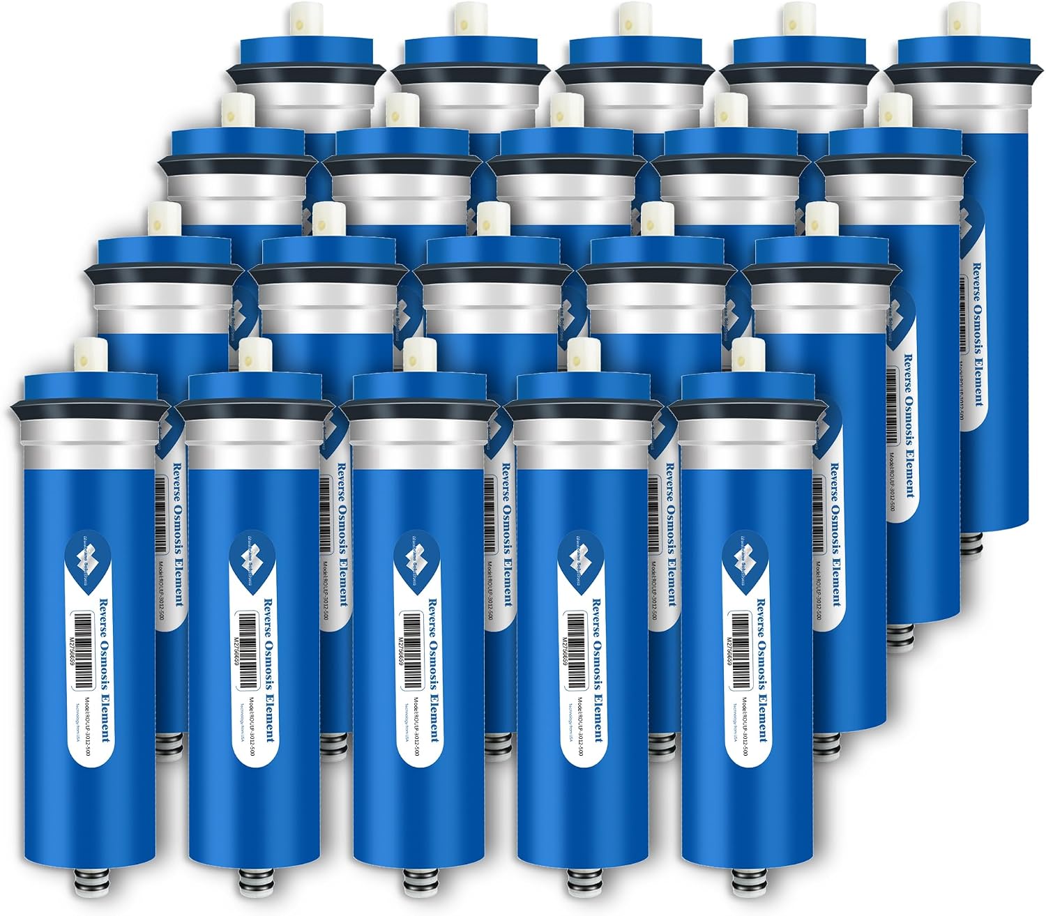 Membrane Solutions 500 GPD RO Membrane 3.0'x12' High Flow Reverse Osmosis Membrane Replacement for RO Water Purifier System, Maple Sap Syrup and Aquariums (20 Pack)
