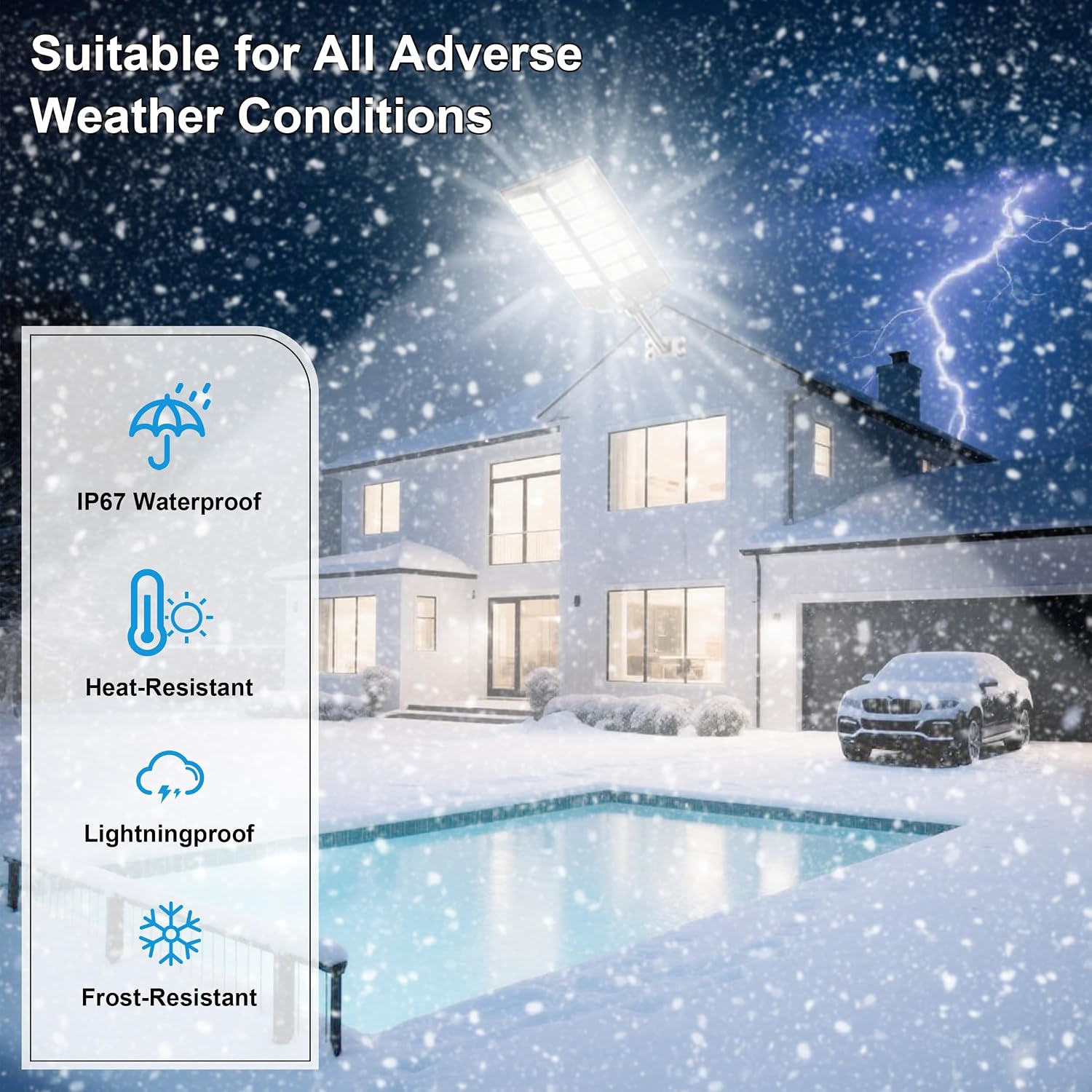 9000W Solar Street Light, Solar Street Lights Outdoor 120000LM, Commercial Parking Lot Light 7000K, Flood Outdoor Lights IP67 Waterproof with Motion Sensor, 3-Year Warranty