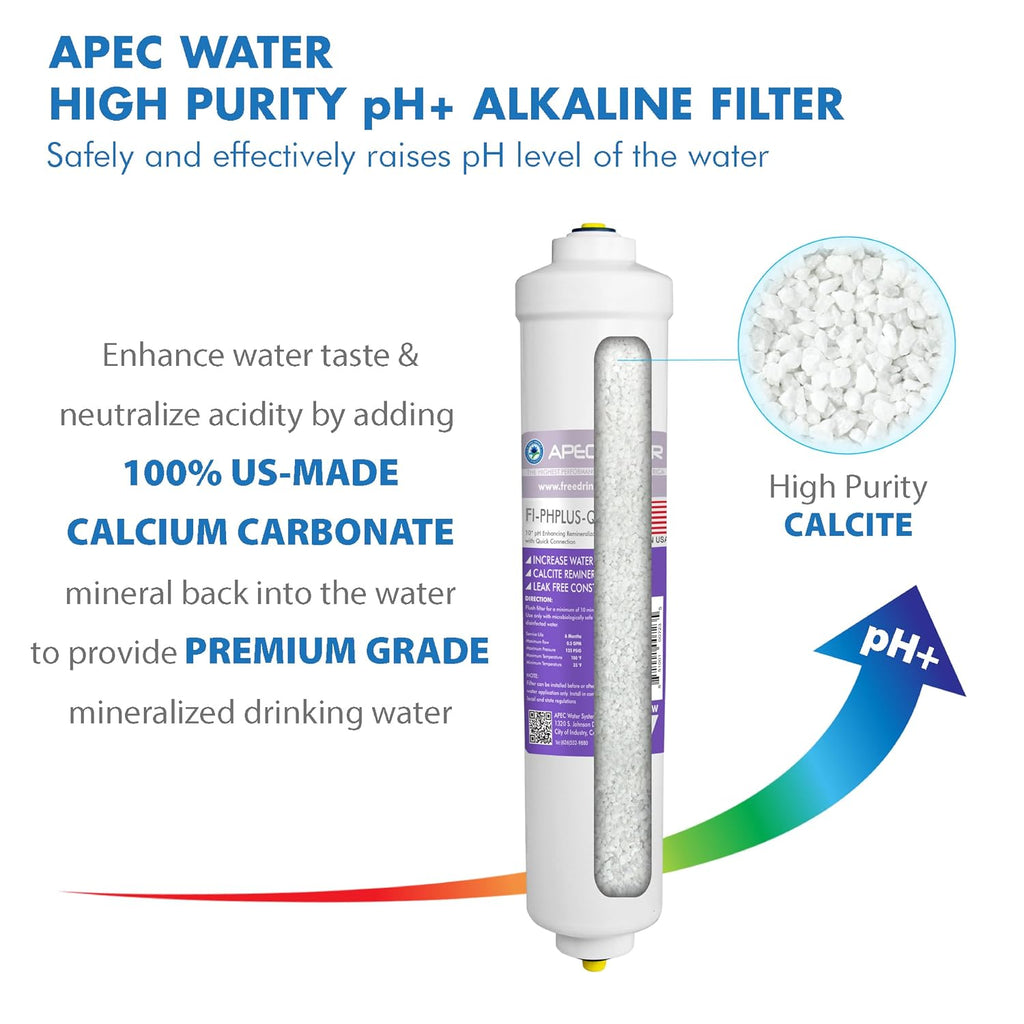 APEC Water RO-PH90, 6-Stage Alkaline Under Sink Reverse Osmosis Water Filter System, NSF Certified 372 & 58, 90 GPD, Reduces 99% of Impurities