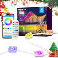 POOFZY Permanent Outdoor Lights for House,100ft RGB+IC Smart Outdoor Decor, 50 Scene Modes,App/Remote Control,IP67 Waterproof,for Christmas,Easter,V-Day,Thanksgiving,Daily & Holiday Party Decor