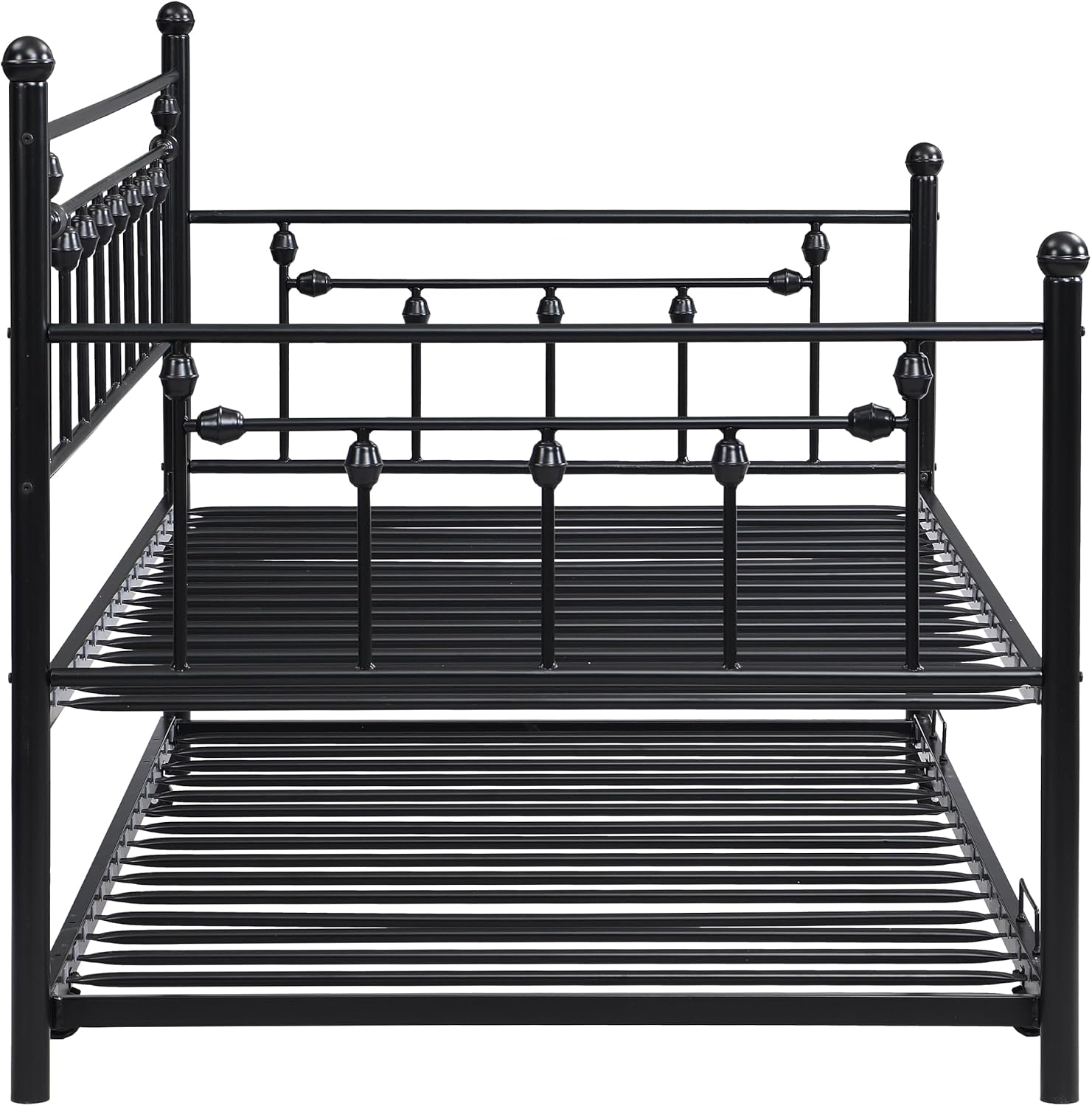 Daybed with Trundle Black,Modern Style and Comfort to Any Bedroom,1 Set of Bed in 1 Carton,Sturdy System
