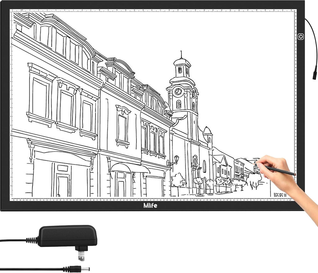 Mlife Upgrade Large A1 Light Pad for Diamond Art Painting, Stepless Dimming Drawing Copy Light Box for Tracing, AC Powered Light Board, LED Light Table for Sketching, Embroidery, Architecture
