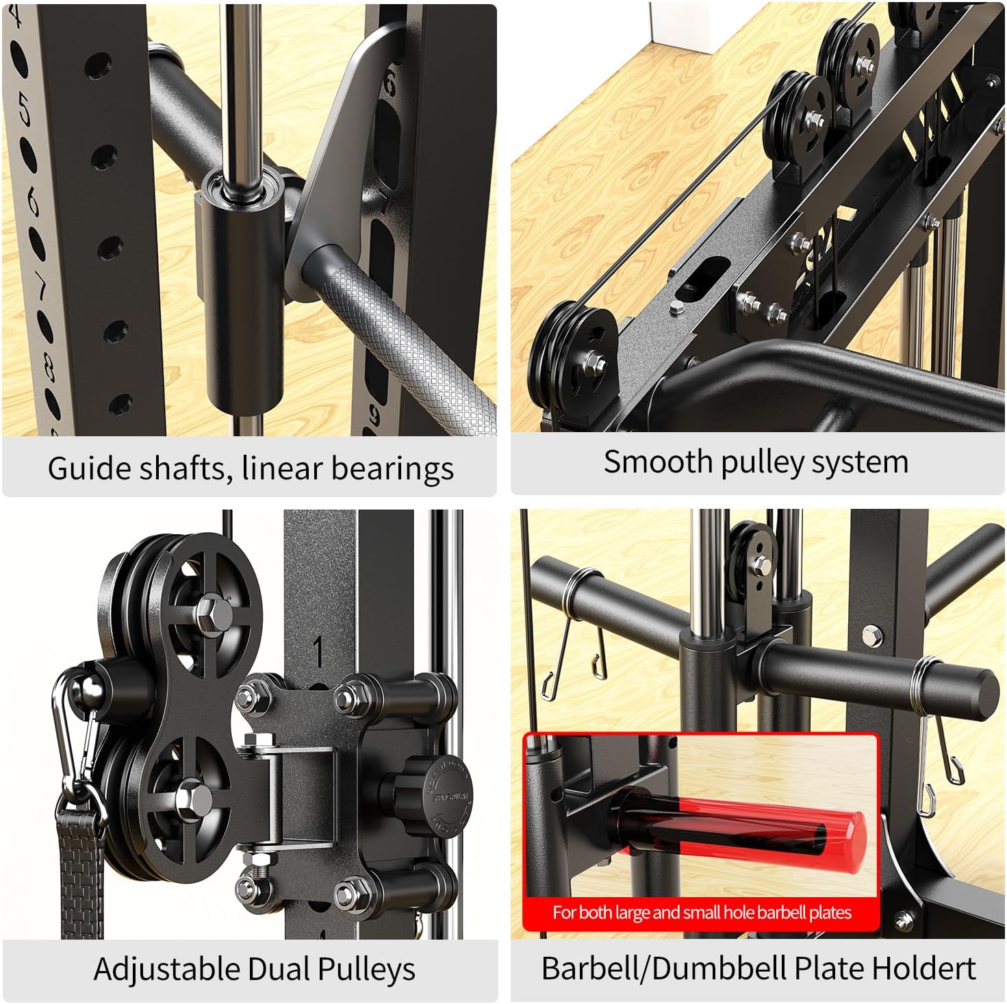 Multi-Purpose Squat Rack,Smith Machine Weight Rack Set with Cable Crossover System, Home Gym Power Racks, Power Racks and Packages