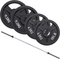 Signature Fitness 2-Inch Cast Iron Barbell Set, Including Multiple LBS Weight Plates and 6FT Barbell Set, Multiple