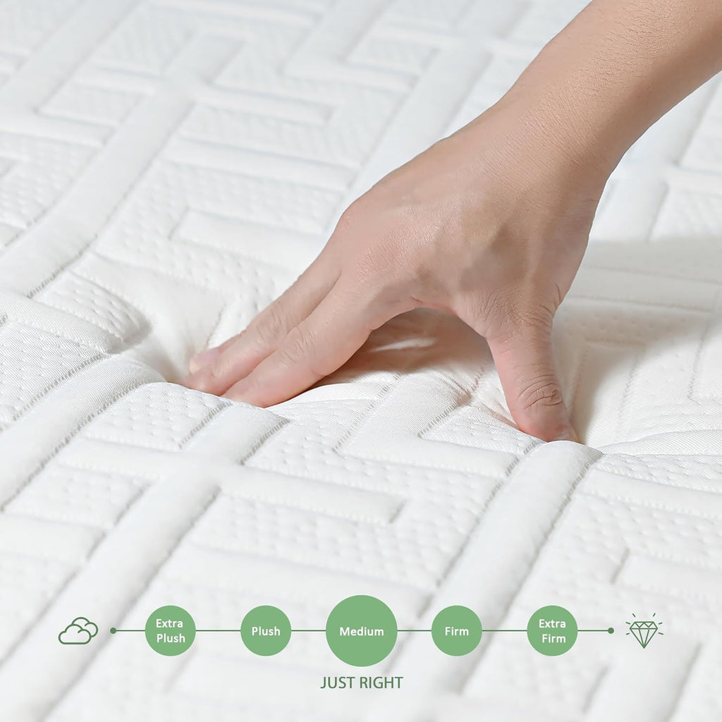 Twin Mattress, 8 Inch Green Tea Memory Foam Mattress in a Box, Medium Firm Twin Size Mattress for Pressure Relief, CertiPUR-US Certified