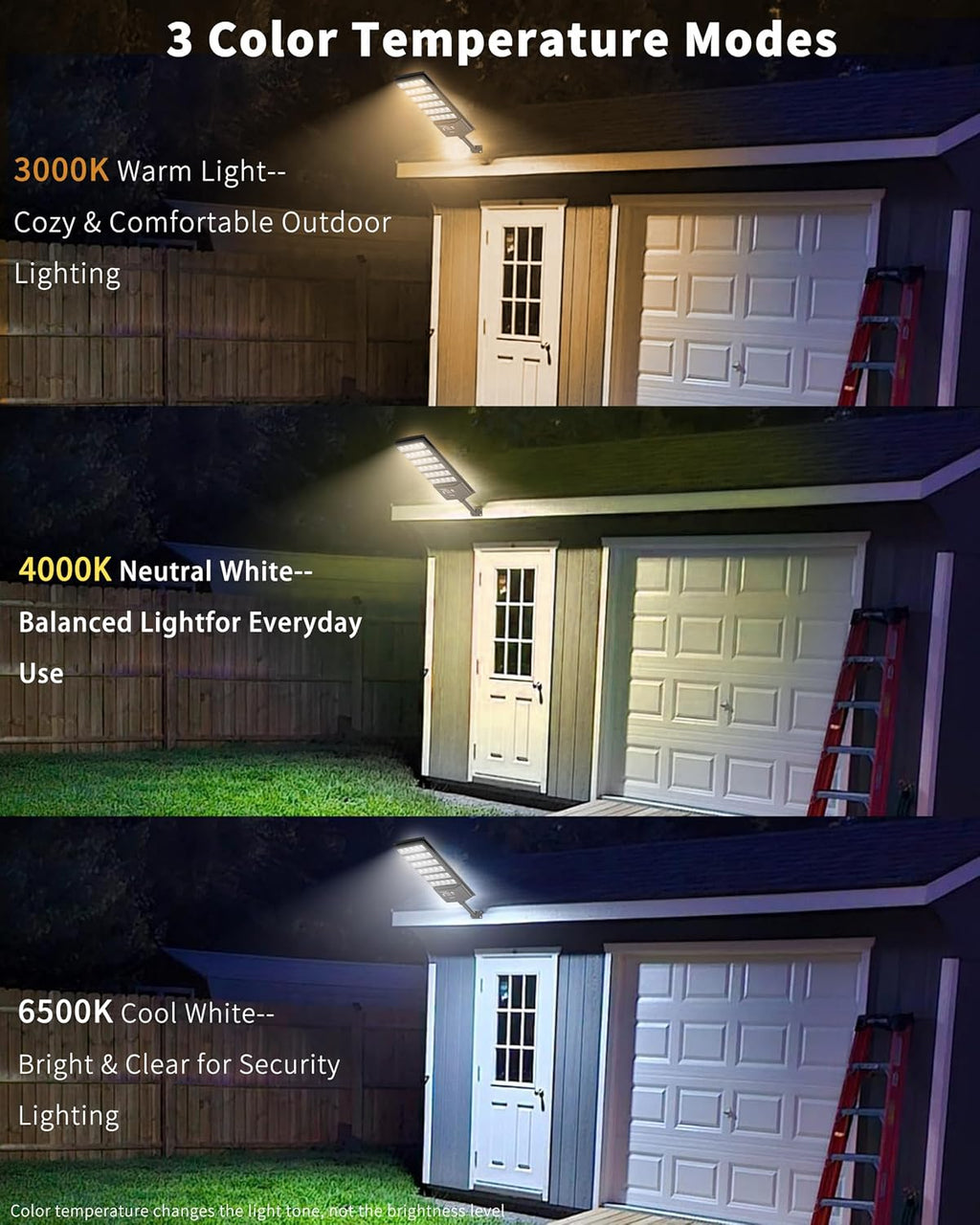 Ofuray Solar Lights Outdoor Waterproof, 3000K/4000K/6500K Dusk to Dawn Solar Security Light with Motion Sensor & Remote Control, IP66 Waterproof High Power LED Lighting for Wall,Yard,Outside Tri-2P