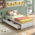 Bellemave Twin Platform Bed Frame with 3 Storage Drawers, Wood Twin Size Bed with Support Slats, Twin Bed Frame for Kids,Teens,Adults No Box Spring Needed (White)