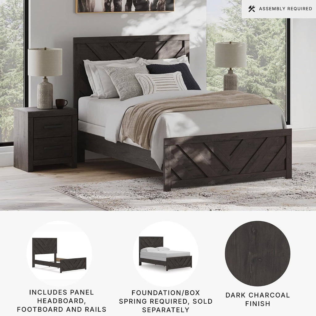 Signature Design by Ashley Prendonea Farmhouse Full Panel Bed, Foundation or Box Spring Needed, Gray