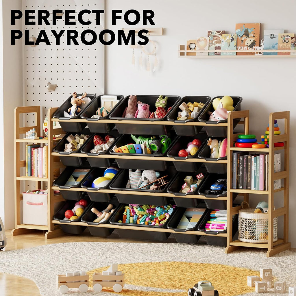 SpaceAid Toy Storage Organizer with 6 Shelves and 20 Bins, Toy Organizers Storage Bookshelf, Kids Bin Shelf Toys Box Bookcase for Bedroom Playroom Organization Room Decor, True Black