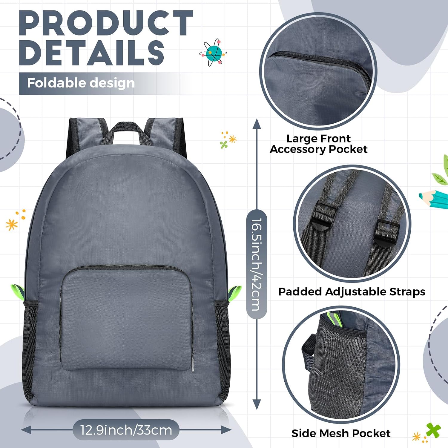 Eccliy 50 Pack Backpacks in Bulk 17 Inches Wholesale Back Pack Basic Backpack for adult Lightweight Outdoor Travel Bookbags(Gray)