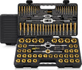 Kolvoii 86-Piece Tap and Die Set, Metric Size M3 to M16 and SAE Size #4 to 5/8', Titanium-Coated GCr15 Steel Rethreading Tool Kit with Coarse and Fine Threads for Internal and External Threads