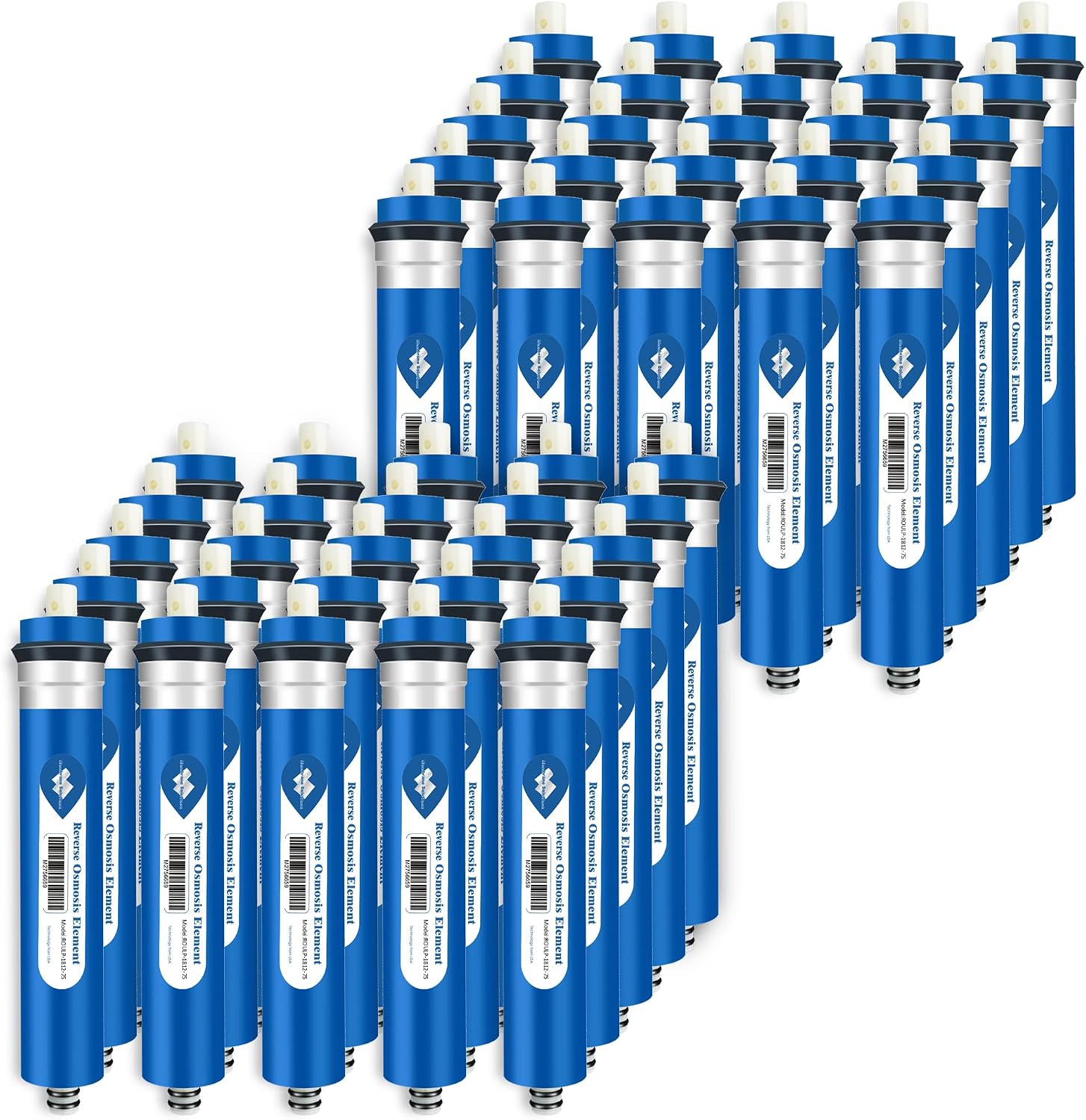 Membrane Solutions 75 GPD Reverse Osmosis Membrane 11.75'x1.75' RO Membrane Filter Replacement Fits Under Sink RO Drinking Water Purifier System, 50 Pack
